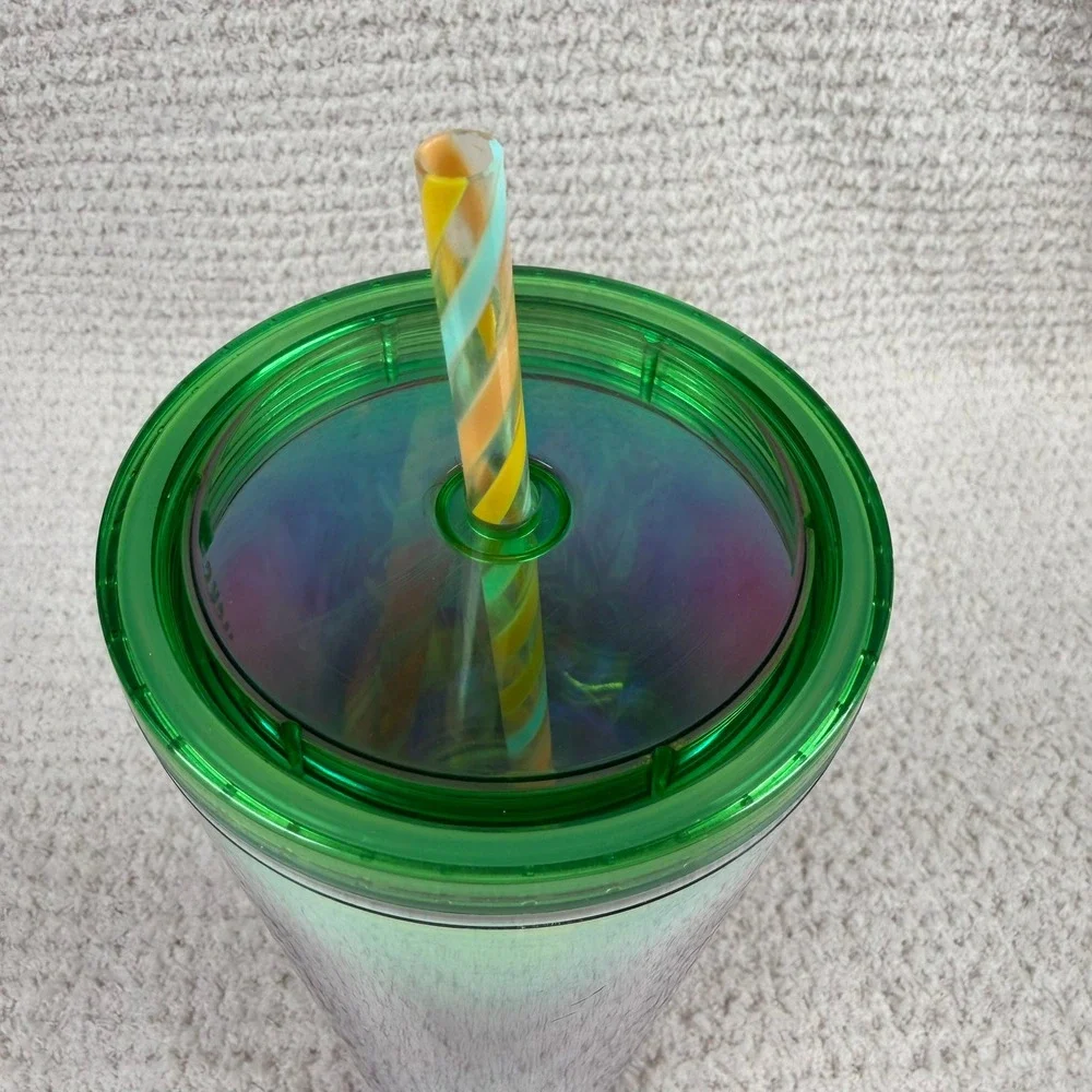 Starbucks 24 oz Iridescent Green Botanical Tumbler Green‎ Stylized Hands